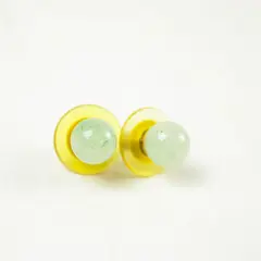 Vintage Napier Jadeite Gold-Tone Round Pierced Earrings
