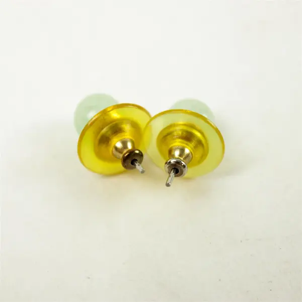 Vintage Napier Jadeite Gold-Tone Round Pierced Earrings