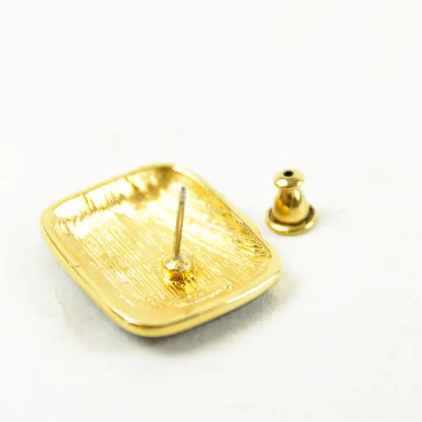 Monet Vintage Black Enamel Gold-Tone Accent Earrings 1"