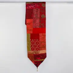 Unbranded Red Floral Quilted Style Decorative Fabric Table Runner 14" x 72"