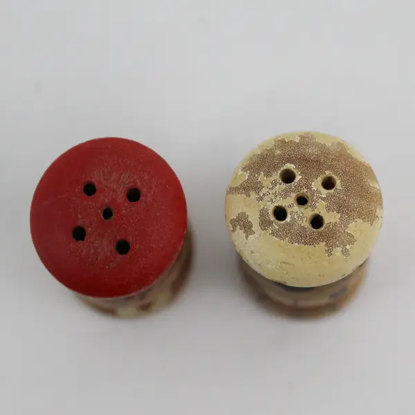 Vintage MCM Wooden Boy & Girl Chef Salt Pepper Shakers Hand-Painted 2"