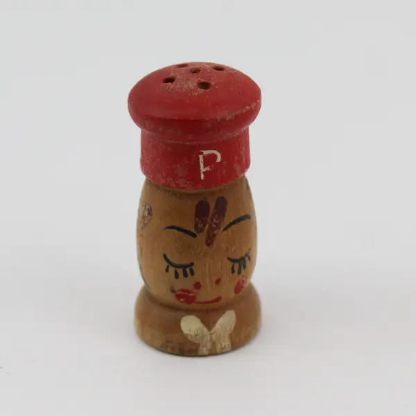 Vintage MCM Wooden Boy & Girl Chef Salt Pepper Shakers Hand-Painted 2"