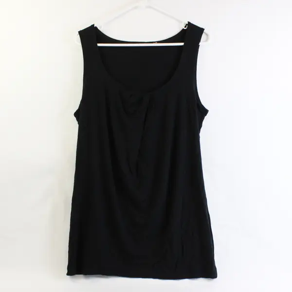 Tahari Women's L Black Tie Drape Neck Stretch Tank Top