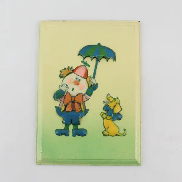 Set Of 2 Handmade Decoupaged Clown And Animal Wall Plaques 7" x 5"