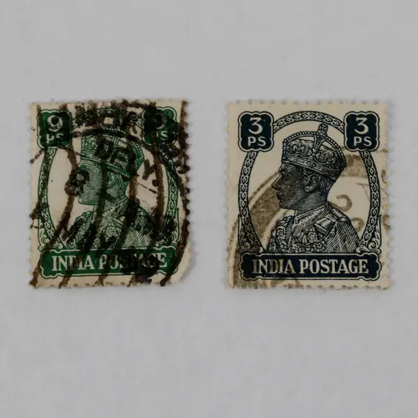 Lot Of 6 India King George VI 0.5/1/1.5/2As 3ps 9ps Stamps Used Canceled