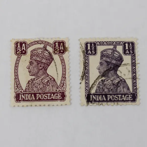 Lot Of 6 India King George VI 0.5/1/1.5/2As 3ps 9ps Stamps Used Canceled