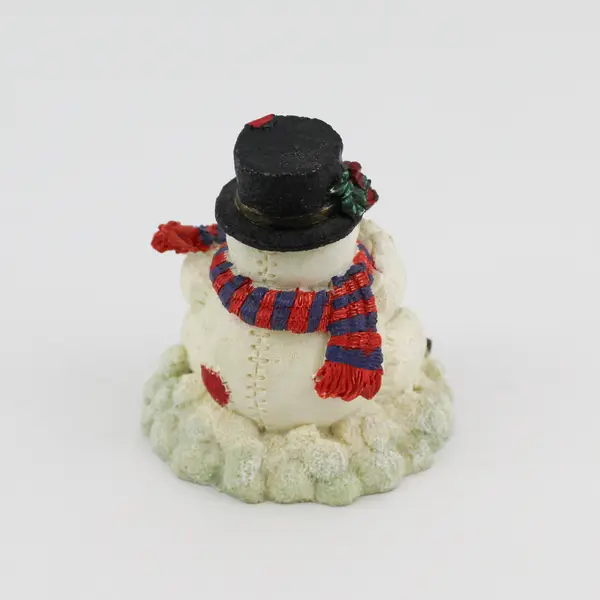 Resin Snowman Cutting Down A Christmas Tree Figurine