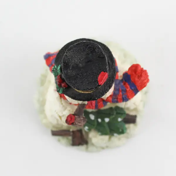 Resin Snowman Cutting Down A Christmas Tree Figurine