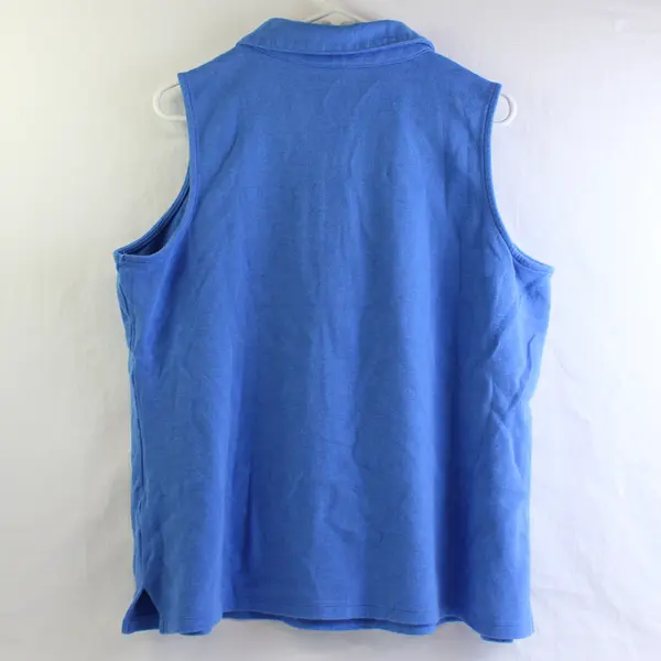 Belle By Kim Gravel Women's 1X Blue Collared Zipper Neck Sleeveless Knit Shirt