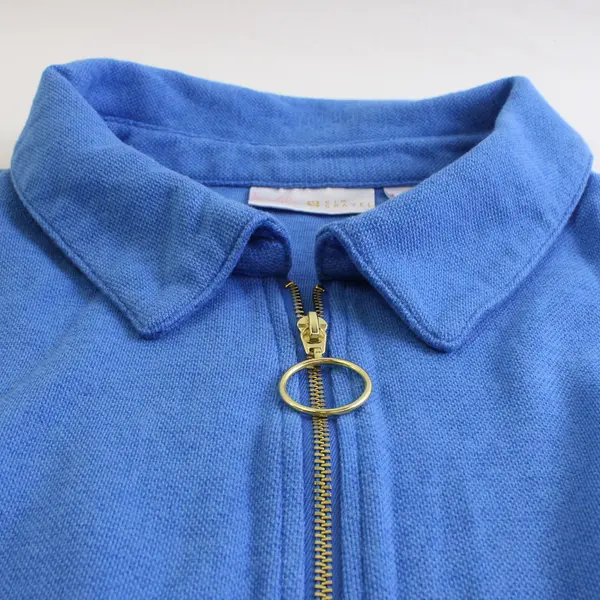 Belle By Kim Gravel Women's 1X Blue Collared Zipper Neck Sleeveless Knit Shirt