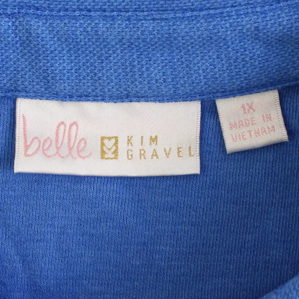 Belle By Kim Gravel Women's 1X Blue Collared Zipper Neck Sleeveless Knit Shirt