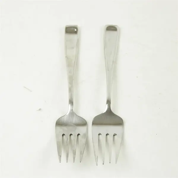 Lot of 2 Oneida Moda Medium Solid Stainless Cold Meat Serving Forks 9in