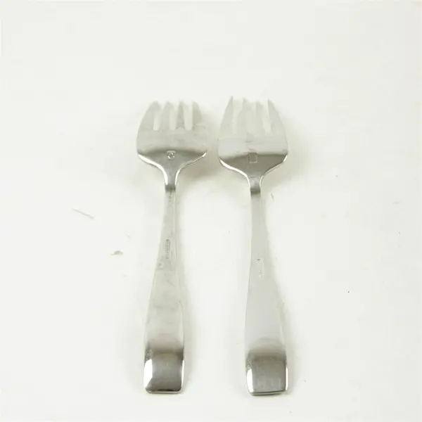 Lot of 2 Oneida Moda Medium Solid Stainless Cold Meat Serving Forks 9in
