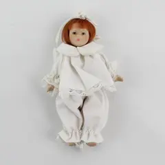 Vintage Small Articulated Joints Porcelain Doll Red Hair