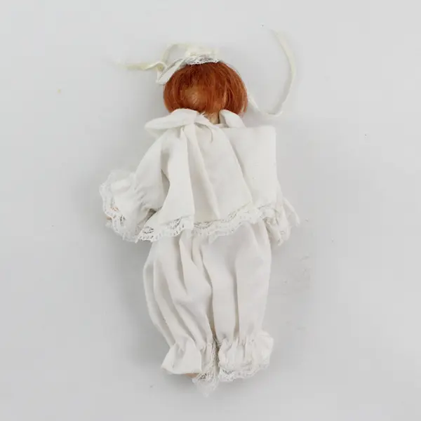 Vintage Small Articulated Joints Porcelain Doll Red Hair