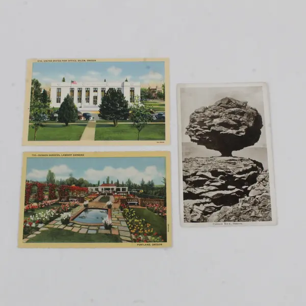 Lot Of 3 Oregon Color Postcards Salem Post Office Lambert Gardens Cabbage Rock 