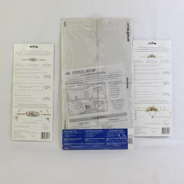 Lot Of 3 English Ivy Patterned Plaid Stencil Decor & 2 Imperial Instant Stencils