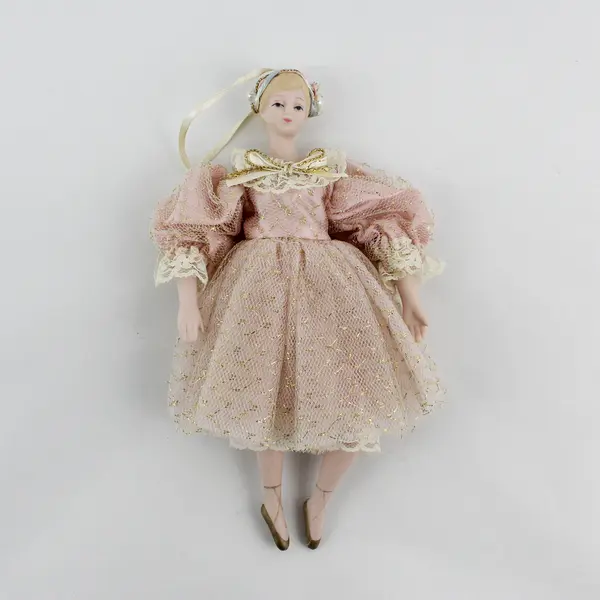 Vintage Small Porcelain Ballerina Doll Ornament 8"