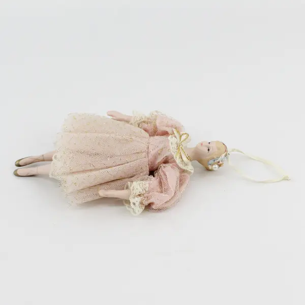 Vintage Small Porcelain Ballerina Doll Ornament 8"