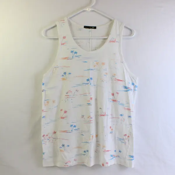 Rag & Bone Jean Women's M White Beach/Palm Tree Graphic 100% Cotton Tank Top