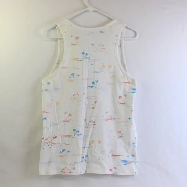 Rag & Bone Jean Women's M White Beach/Palm Tree Graphic 100% Cotton Tank Top