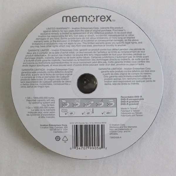 Set Of 10 Memorex DVD-R 10 PK/PAQ 16X 4.7 GB/Go 120 Min (Sealed)