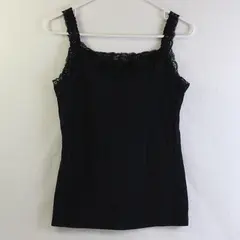 Steve Women's M Black Lacy Trim Neck and Straps Camisole Tank Top Y2K
