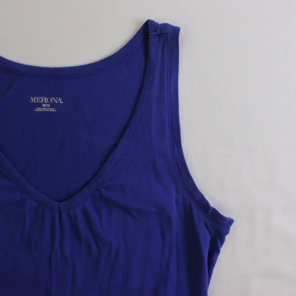 Merona Women's M Blue 100% Cotton V-Neck Stretch Tank Top