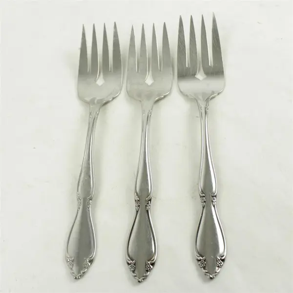 Lot of 3 Oneida Berkeley Square Stainless Medium Solid Cold Meat Serving Forks