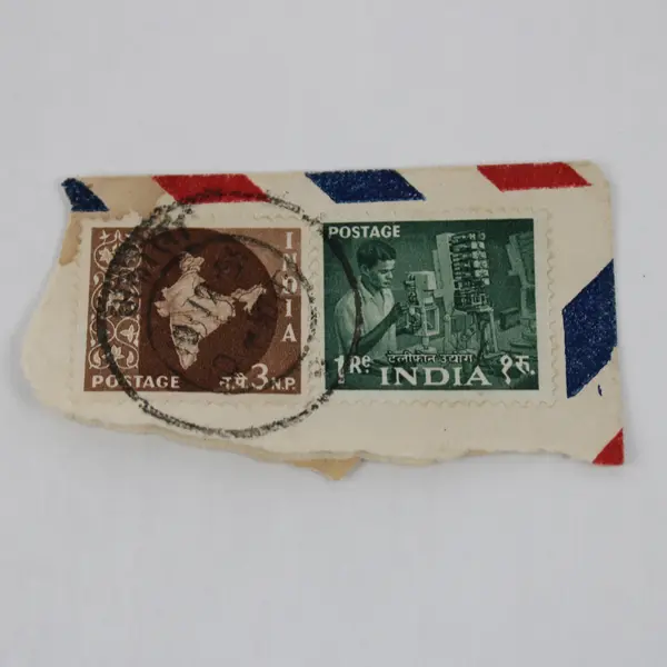 Lot Of 4 Indian Stamps Used On Paper Agriculture Telephones Ajanta Cave Elephant