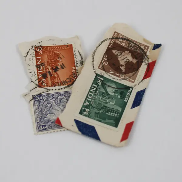 Lot Of 4 Indian Stamps Used On Paper Agriculture Telephones Ajanta Cave Elephant