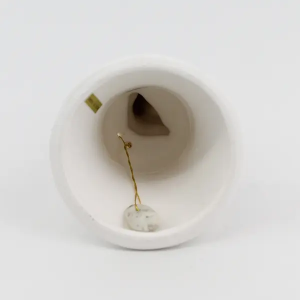 Vintage Ceramic Christmas Bell  Bear W/Candy Cane Handle 5"