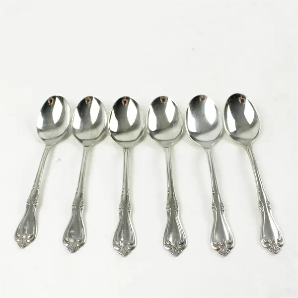 Lot of 6 Oneida Briarwood Stainless Oval Soup Spoon 6.75in 