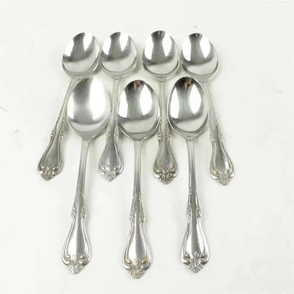 Lot of 7 Oneida Briarwood Stainless Oval Soup Spoon 6.75in 