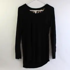 Soma Women’s Size XS Black w/Cheetah Long Sleeve Stretchy Sleep/Lounge Shirt