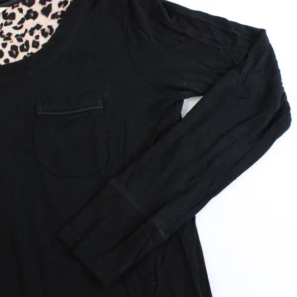 Soma Women’s Size XS Black w/Cheetah Long Sleeve Stretchy Sleep/Lounge Shirt