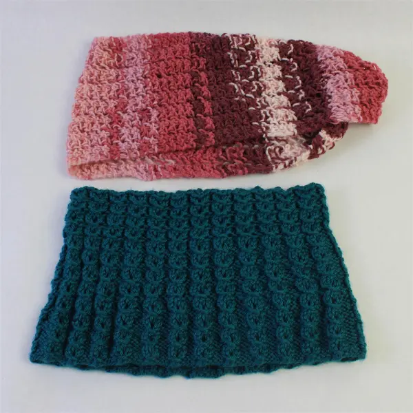 Lot of 2 Handmade Crochet Infinity Scarf Cowls - Teal and Purple Tones