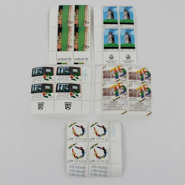 Lot Of 11 Israel 4 Commemorative Stamp Blocks  Never Hinged 1980s 1990s 