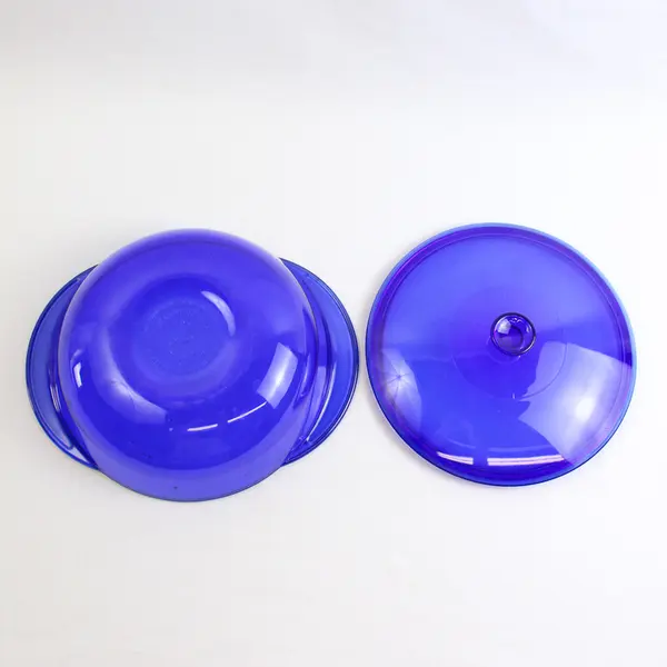 Vintage Anchor Hocking 2qt Glass Serving Casserole Bowl Cobalt Blue w/Lid 