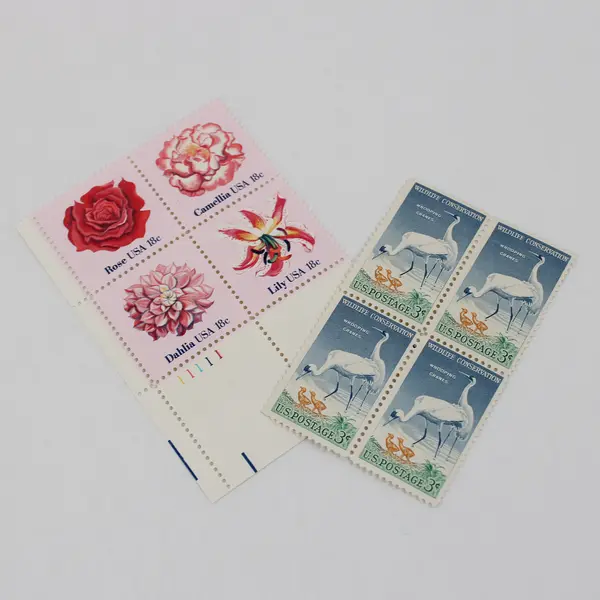 Lot Of 2 US 4 Stamp Blocks Wildlife Conservation 1957 Flowers 1981 MNH