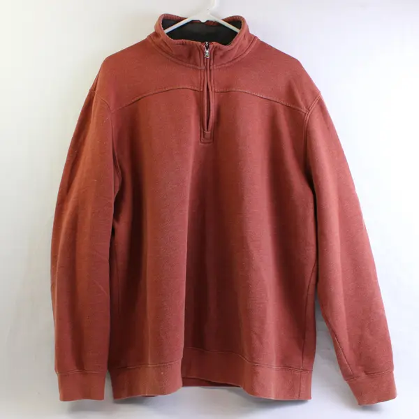 Arrow Men's XL Burnt Orange 1/4 Zip Cotton Blend Pullover Sweater