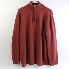 Croft & Barrow Men's L Orange/Brown Mock Neck 1/4 Zip Tight Knit Sweater