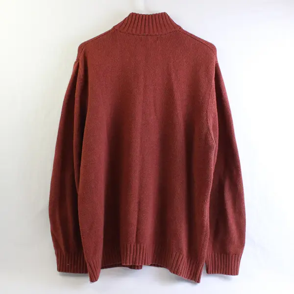 Croft & Barrow Men's L Orange/Brown Mock Neck 1/4 Zip Tight Knit Sweater