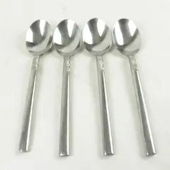 Lot of 4 Hampton Silversmiths HSV175 Stainless Place/Oval Soup Spoons