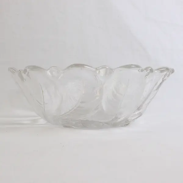Indiana Glass Wild Rose Clear Glass Pattern Serving Bowl Round 9.5" Diameter