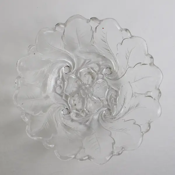 Indiana Glass Wild Rose Clear Glass Pattern Serving Bowl Round 9.5" Diameter