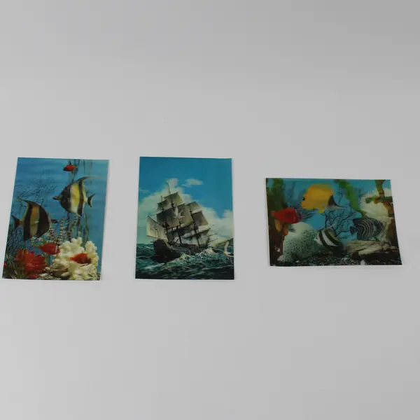 Lot of 3 Vintage Fish and Ship Nautical Lenticular Postcards