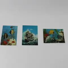Lot of 3 Vintage Fish and Ship Nautical Lenticular Postcards
