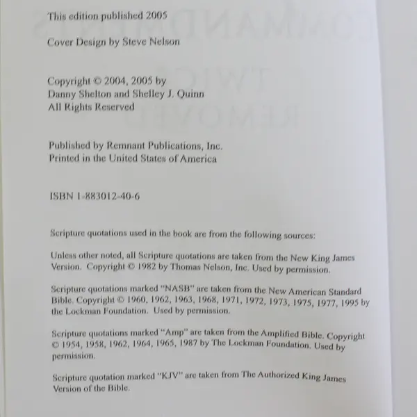 Ten Commandments Twice Removed Danny Shelton & Shelley Quinn 2005 Paperback Good