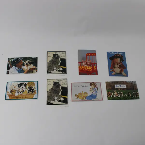 Lot of 8 Vintage Non-Topographical Pets Dogs Cats Postcards